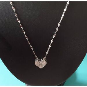 Sparkling Elegant New Pave Sim Diamond Mini Heart Necklace